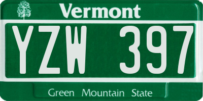 VT license plate YZW397