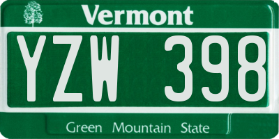 VT license plate YZW398