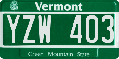 VT license plate YZW403