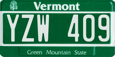 VT license plate YZW409