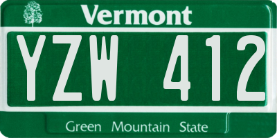 VT license plate YZW412
