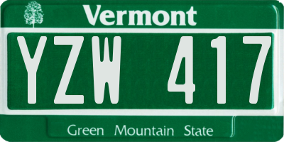 VT license plate YZW417