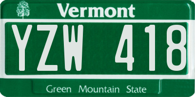 VT license plate YZW418