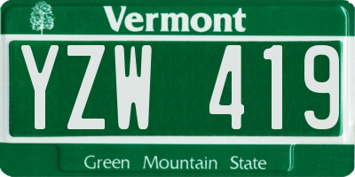 VT license plate YZW419