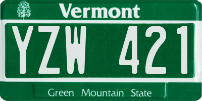 VT license plate YZW421