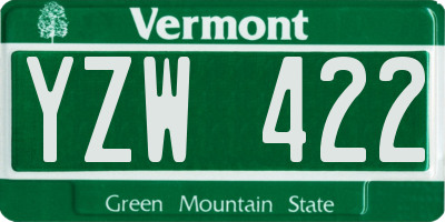 VT license plate YZW422