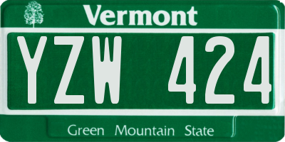 VT license plate YZW424