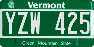 VT license plate YZW425
