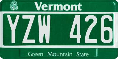 VT license plate YZW426
