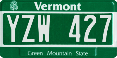 VT license plate YZW427