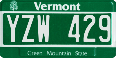 VT license plate YZW429