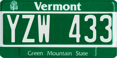 VT license plate YZW433