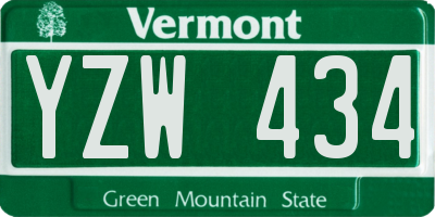 VT license plate YZW434