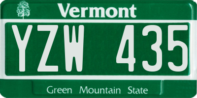 VT license plate YZW435