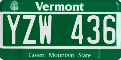 VT license plate YZW436