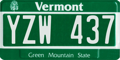 VT license plate YZW437