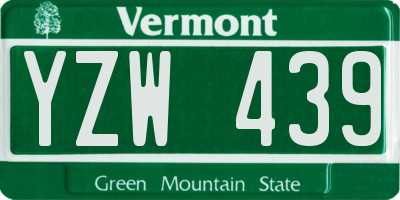 VT license plate YZW439