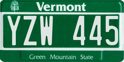 VT license plate YZW445