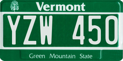 VT license plate YZW450