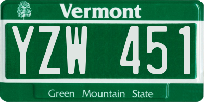 VT license plate YZW451