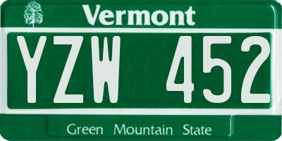 VT license plate YZW452