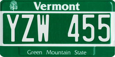 VT license plate YZW455