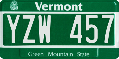 VT license plate YZW457