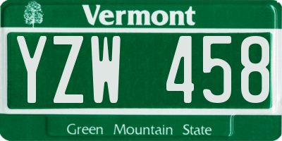 VT license plate YZW458