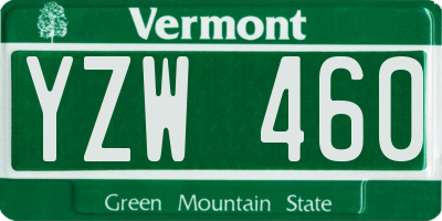 VT license plate YZW460