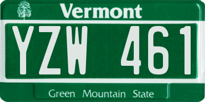 VT license plate YZW461