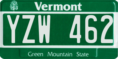 VT license plate YZW462