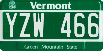 VT license plate YZW466