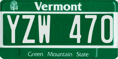 VT license plate YZW470