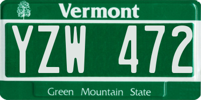 VT license plate YZW472