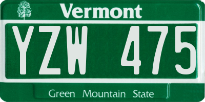 VT license plate YZW475