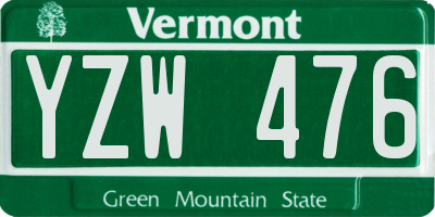 VT license plate YZW476