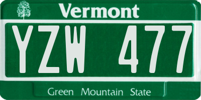 VT license plate YZW477