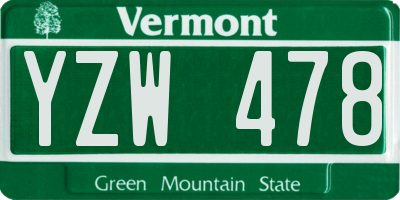 VT license plate YZW478