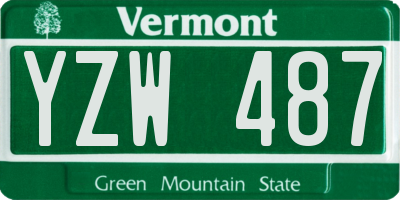 VT license plate YZW487
