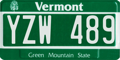 VT license plate YZW489
