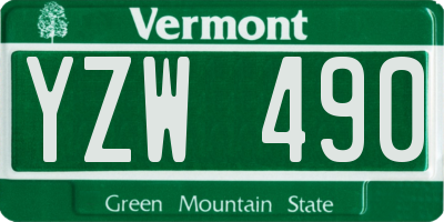 VT license plate YZW490