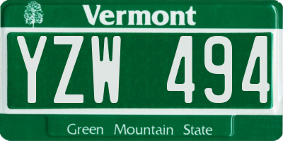 VT license plate YZW494