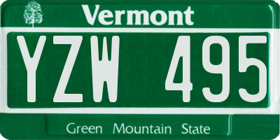 VT license plate YZW495