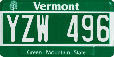VT license plate YZW496