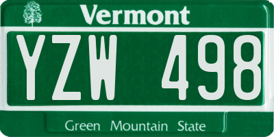 VT license plate YZW498