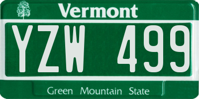 VT license plate YZW499