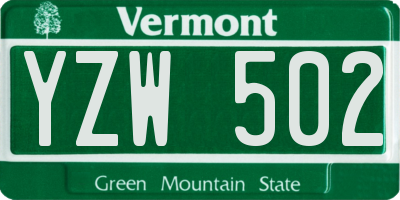VT license plate YZW502