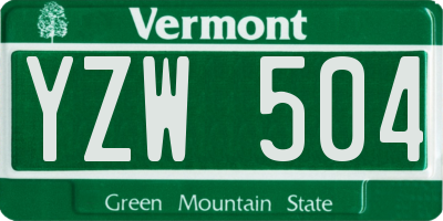 VT license plate YZW504