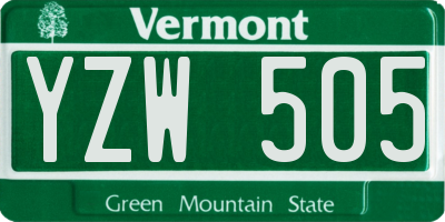 VT license plate YZW505
