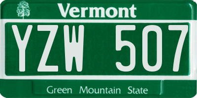 VT license plate YZW507